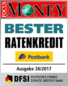 Postbank Bester Ratenkredit Postbank Bester Ratenkredit - Focus Money Auszeichnung 2017