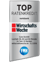 Top Ratenkredit norisbank Auszeichnung Wirtschaftswoche Ratenkredit
